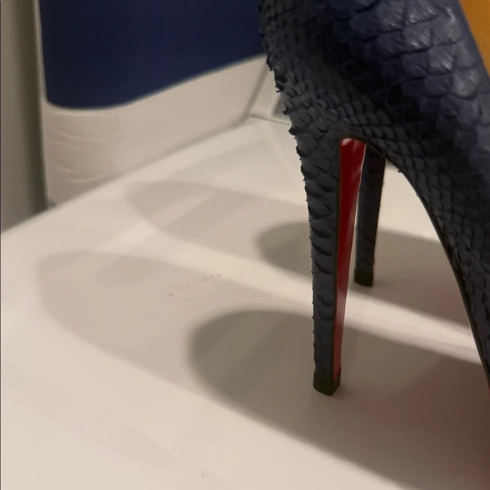 Christian Louboutin Blue Python Platform Heels - Picture 3 of 8